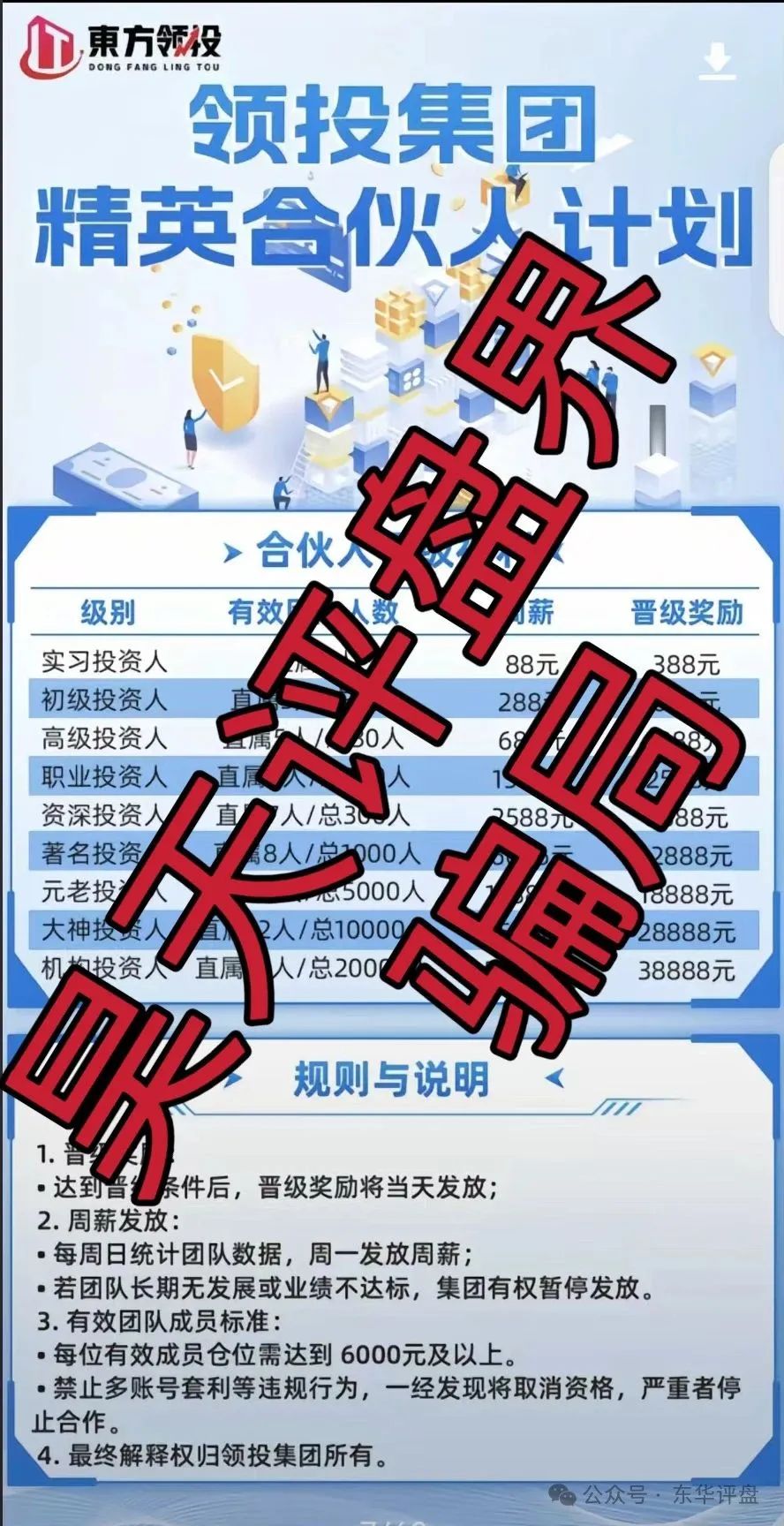 【资金盘骗局】东方领投(领投集团)此盘高度预警,即将崩盘跑路!