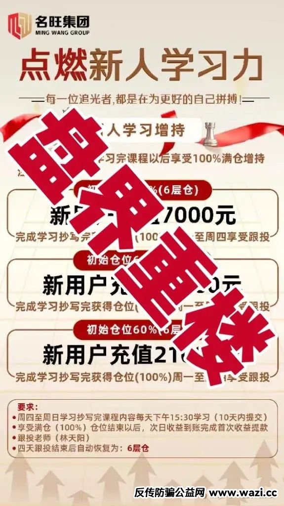 【名旺集团（晨星投资）】股票跟单类资金盘骗局，即将崩盘跑路！