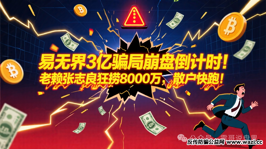 【易无界】骗局崩盘倒计时！老赖张志良狂捞8000万，散户快跑！