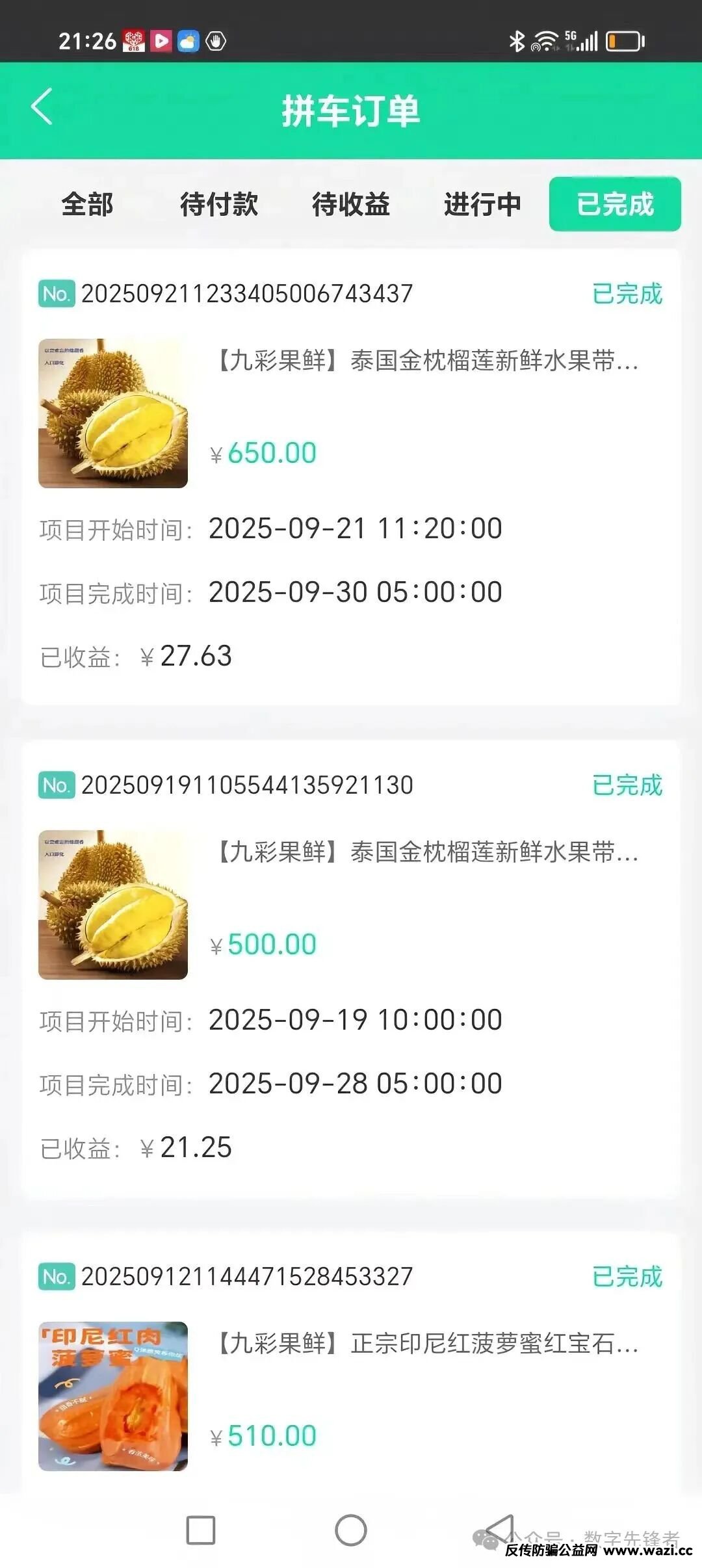 警惕“水果拼车”陷阱！【九彩果鲜】资金盘骗局曝光，高收益背后是血本无归